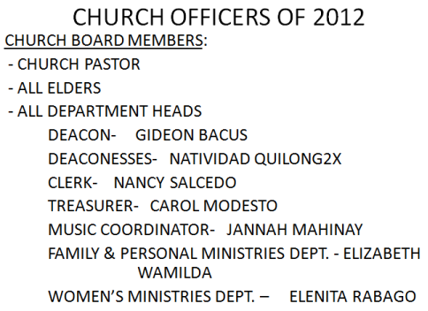LSDA 2012 Officers-Church Boards Members