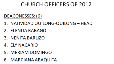 LSDA 2012 Officers- Church Deaconess