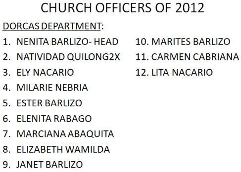 LSDA 2012 Officers-Dorcas Department