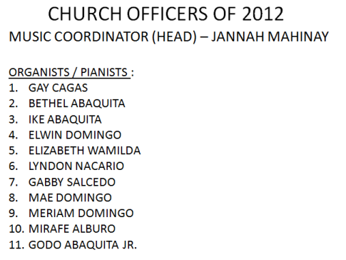 LSDA 2012 Officers-Music Coordinators